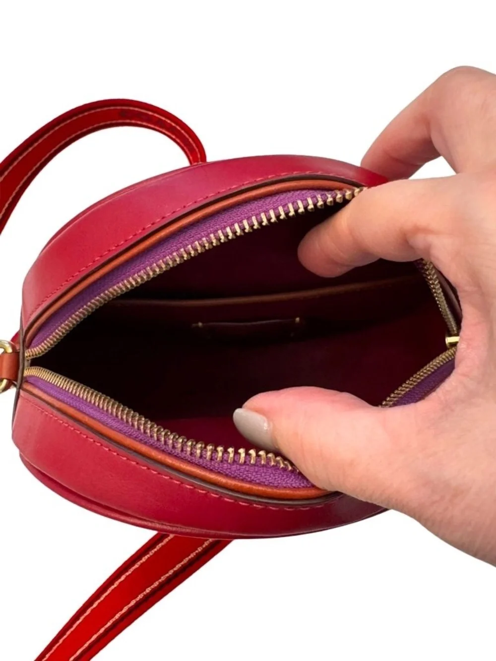 Coach Lunar New Year Kia Circle Bag Signature Canvas Red Lavender Zip